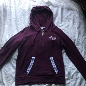 PINK Maroon Quarter Zip Hoodie